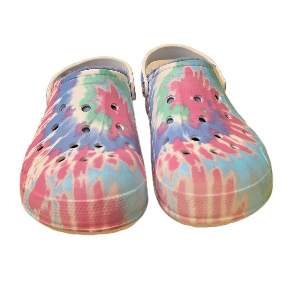 Crocs Shoes Classic Lined Tie Dye Clogs Fuzzy Comfort Slides, Mens Size 11